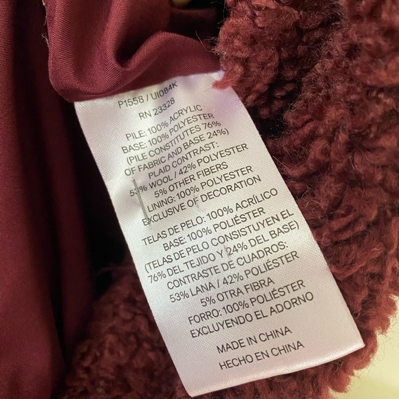 Burgundy Fuzzy Pendleton Teddy Full Zip Jacket❤️ - Picture 6 of 7